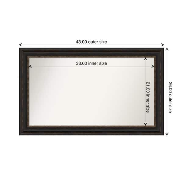 Amanti Art Accent Bronze 43 in. x 26 in. Custom Non-Beveled Polystyrene Antique Framed Bathroom Vanity Wall Mirror