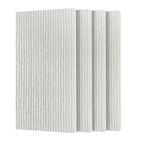 White 3D Faux Stone Wainscoting Textured PU Wall Panels, , Waterproof Cement Texture (4 PC)
