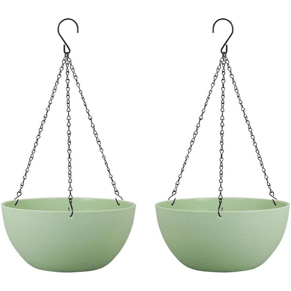 Large 13 in. Dia Green Plastic Planter (2-Pack)