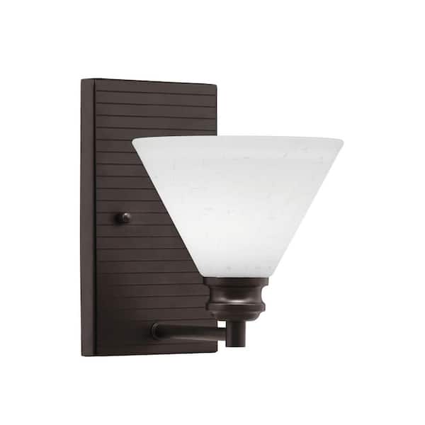 Unbranded Albany 1-Light Espresso Wall Sconce 7 in. White Muslin Glass