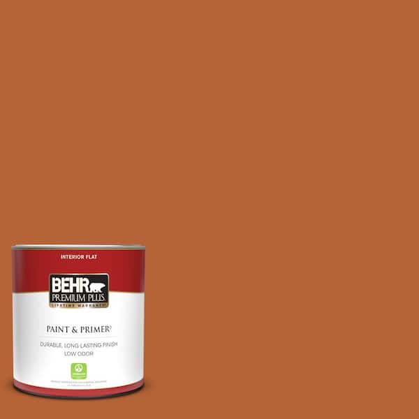 BEHR PREMIUM PLUS 1 qt. #250D-7 Caramelized Orange Flat Low Odor Interior Paint & Primer