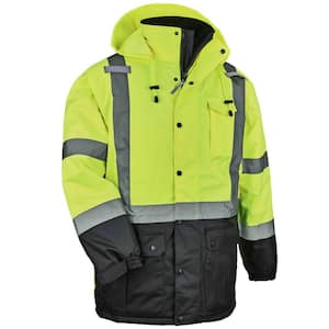 Men's Large Lime High Visibility Reflective Thermal Parka