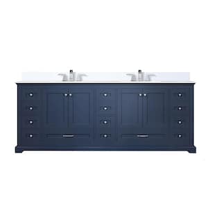 Dukes 84 in. W x 22 in. D Navy Blue Double Bath Vanity, Cultured Marble Top, and Faucet Set