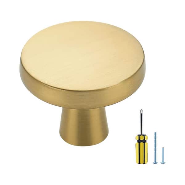 30 Pack Gold Zinc Alloy Solid Knobs Kitchen Cabinet Round Pulls Dresser Cupboard Hardware Brushed Brass Drawer Knobs