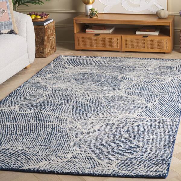 Metro 3 ft. x 5 ft. Navy/Ivory Solid Color Abstract Area Rug