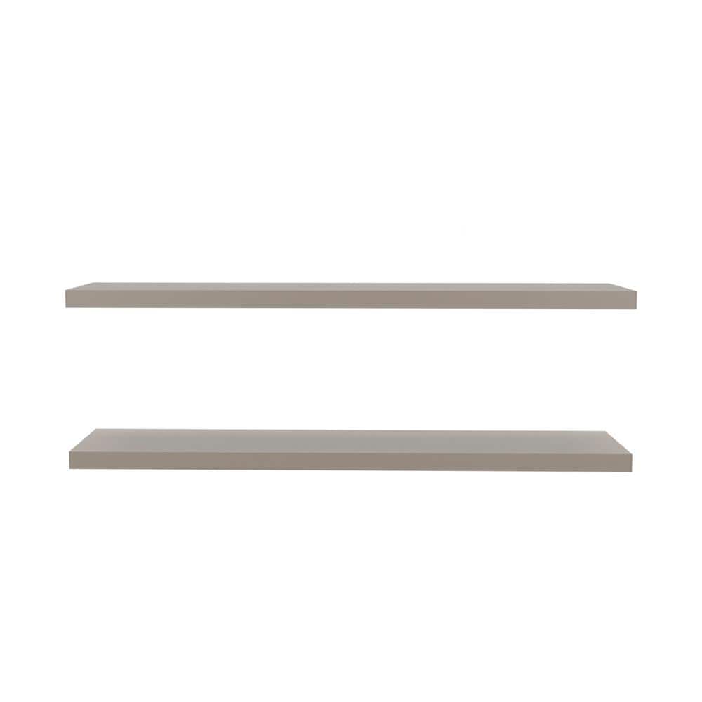 New (Set of 2) Taupe 47.3 in. W x 9.8 in. D Wide Floating Decorative Wall S