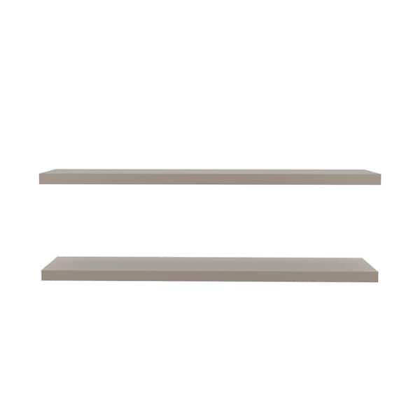 Unbranded New (Set of 2) Taupe 47.3 in. W x 9.8 in. D Wide Floating Decorative Wall Shelf: Sleek and Modern Space-Saving Design