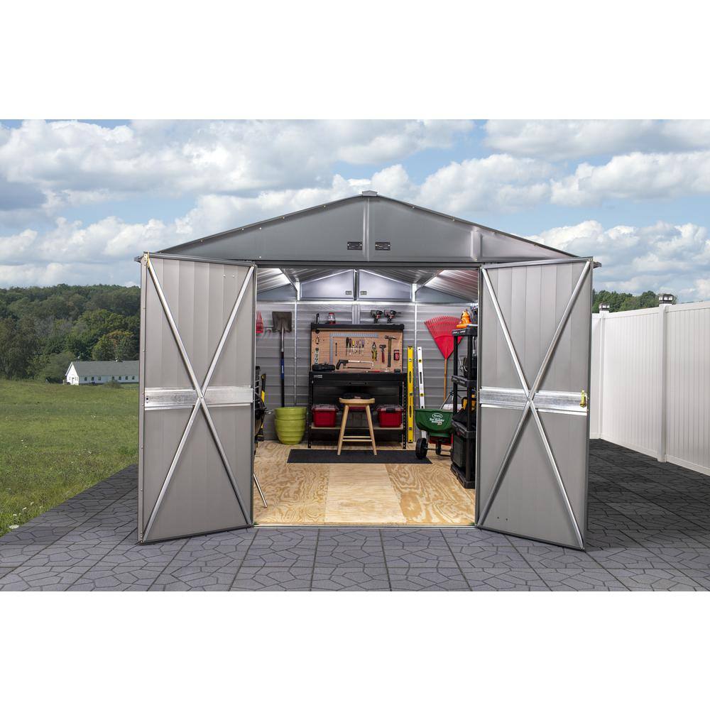 Arrow Select Charcoal Steel 10x14 Storage Shed with Swing Doors