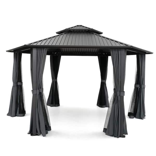 ムラコ　セットBLACK BEAK 2P HEXA ULTRA SPARK EGEIROSLIFE 13 ft. x 15 ft. Black Hexagonal Outdoor Gazebo