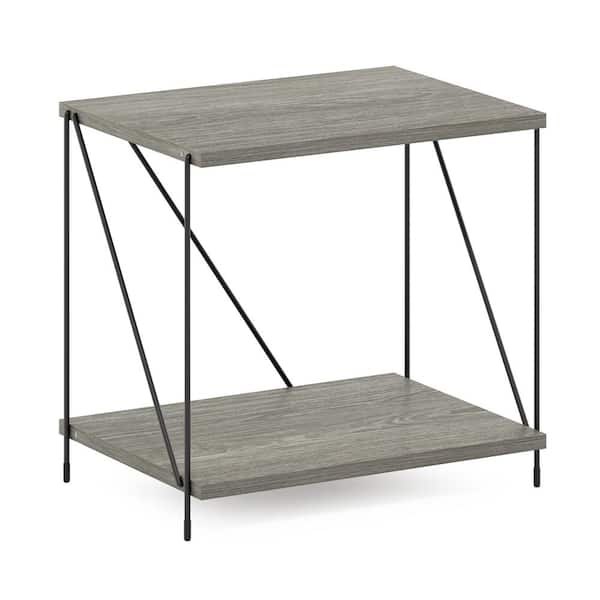Furinno Besi 16.54 in. W Finn Oak Industrial Side Table with Metal Frame Bookcase