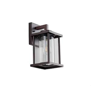 1-Light Bronze Wall Sconce with Glass