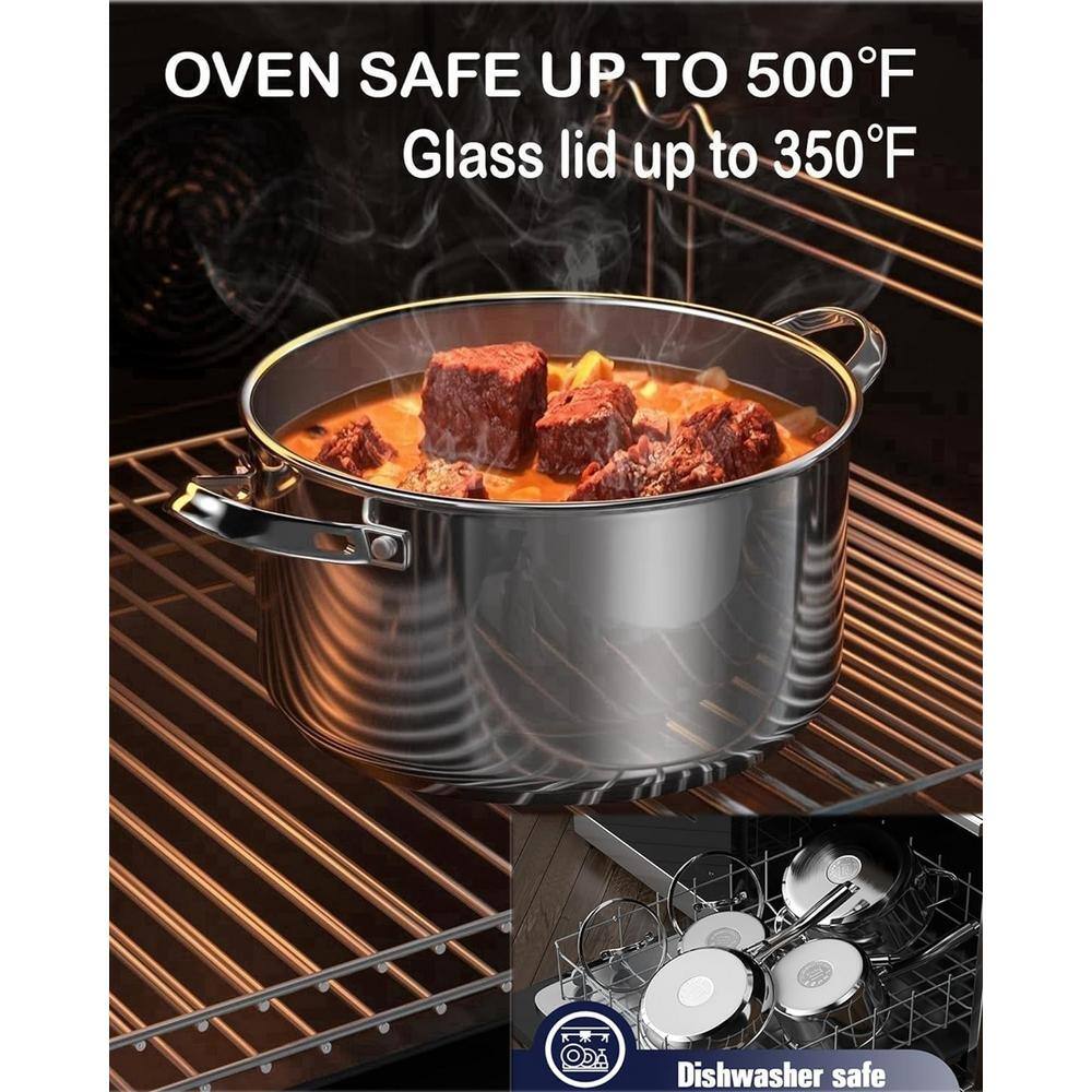 6-Quart Stainless Steel Stockpot with Glass Lid