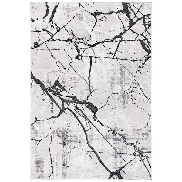 SAFAVIEH Amelia Gray/Black 4 ft. x 6 ft. Abstract Distressed Area Rug