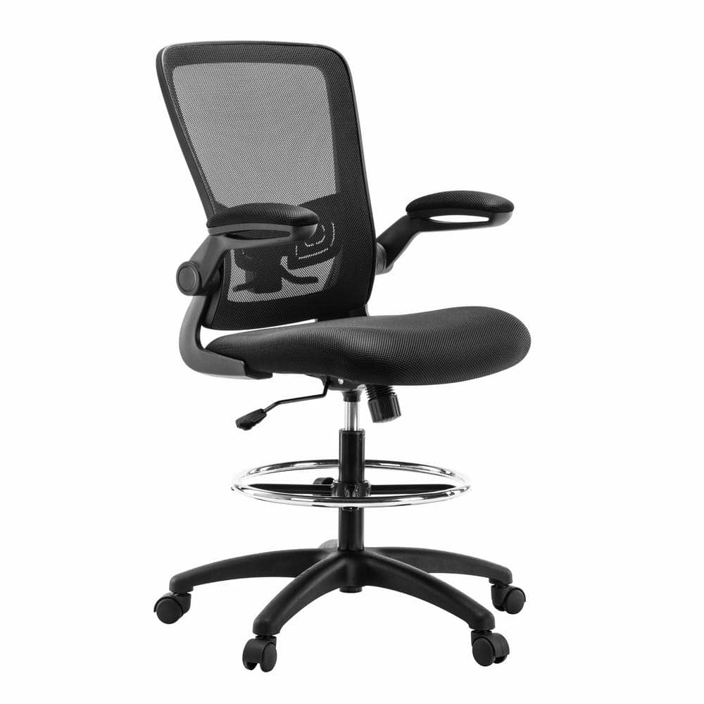 homestock-black-high-desk-ergonomic-drafting-tall-office-chair-for