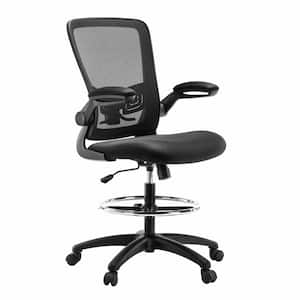 Black High Desk Ergonomic Drafting Tall Office Chair for Standing Desk with Flip-Up Arms, Breathable Mesh