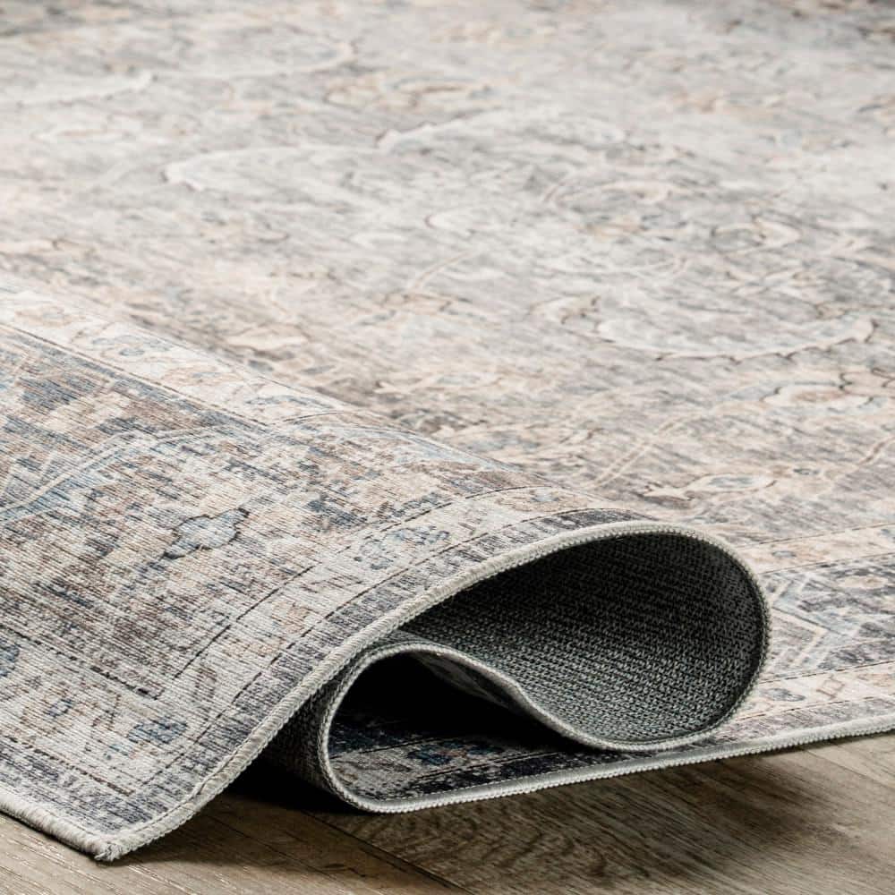 Ivette Gray Synthetic 3' x 5' Washable Area Rug