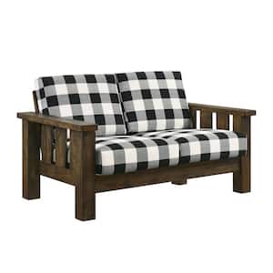 Thu 55 in. W Rustic Oak Linen 2-Seater Loveseat with Removable Cushions