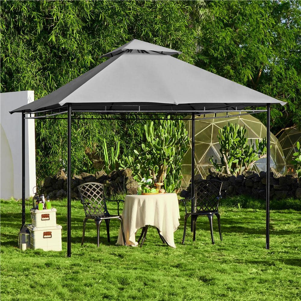 Gray Steel 11x11ft Water-Resistant Patio Gazebo