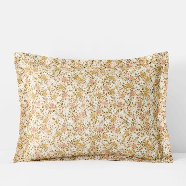 Company Cotton Joyful Floral Sateen Gold King Sham