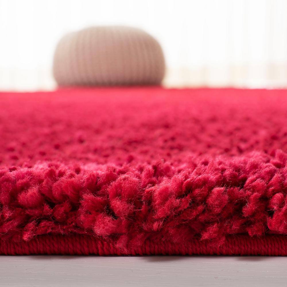 Red 6' x 9' Solid Shag Synthetic Area Rug