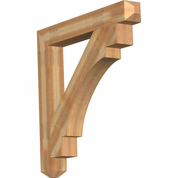 Ekena Millwork 6 in. x 48 in. x 48 in. Western Red Cedar Merced Craftsman Rough Sawn Bracket