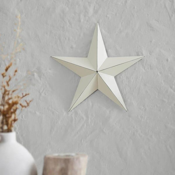 1-Piece 12 in. x 12 in. Creme Distressed Metal Star Wall Decor