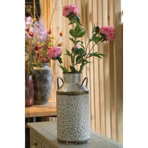 Large Rustic Farmhouse Style Galvanized Metal Milk Can Decoration Planter and Vase