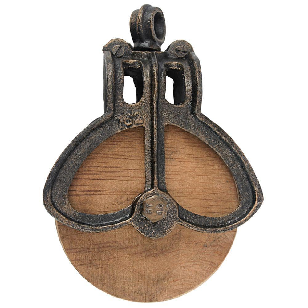 Design Toscano in. x in. Medium Scale Vintage Cast Iron and Wood Wheel  Farm Pulley SP421 The Home Depot