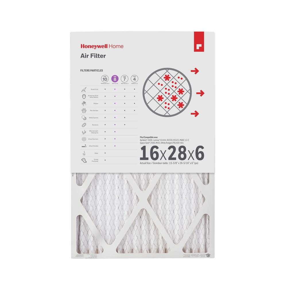 Honeywell Home 16 X 28 X 6 Pleated Merv 10 Fpr 8 Air Filter Cf608d1628 The Home Depot