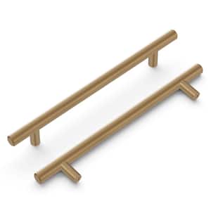 Bar Pulls Collection Pull 6-5/16 in. (160mm) Center to Center Champagne Bronze Finish Modern Steel Bar Pulls (10-Pack)