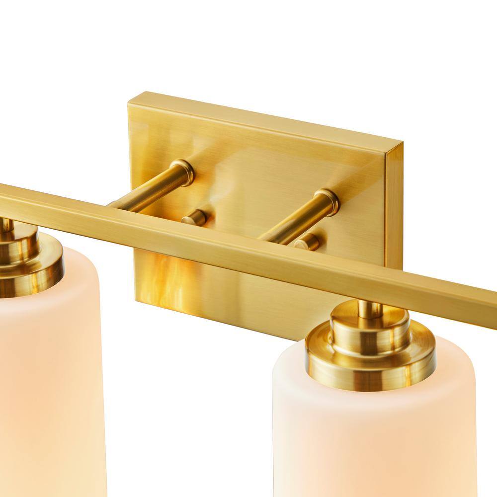 Gold Brass 4-Light Dimmable Vanity Light with Frosted Glass