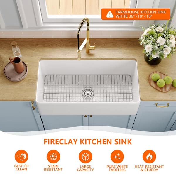 DEERVALLEY Grove White Fireclay 36 in. L x 18 in. W Rectangular