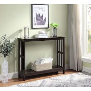 Mission 39.5 in. L x 31.5 in. H Espresso Rectangle Wood Console Table with Bottom Shelf