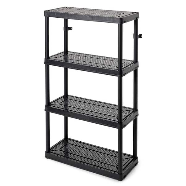 GRACIOUS LIVING Black 3-Tier Plastic Garage Storage Shelving Unit (32 in. W x 14 in. H x 55 in. D)
