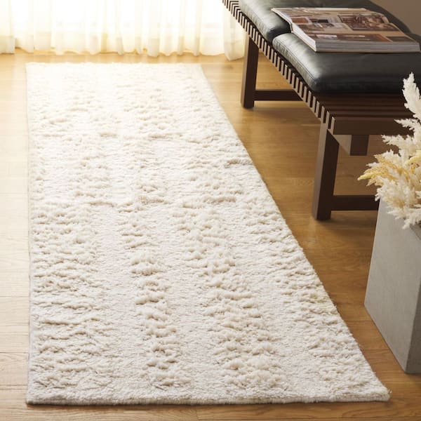 Vermont 2 ft. x 8 ft. Ivory High-Low Solid Runner Rug