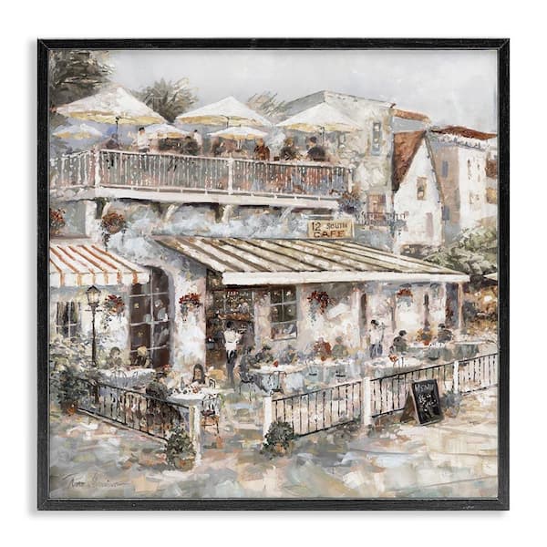Stupell Industries Town Cafe Patio by Ruane Manning Black Framed Architecture Giclee Art Print 24 in. x 24 in.