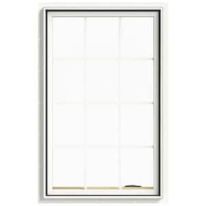 30 in. x 48 in. W-2500 Series White Painted Clad Wood Right-Handed Casement Window with Colonial Grids/Grilles