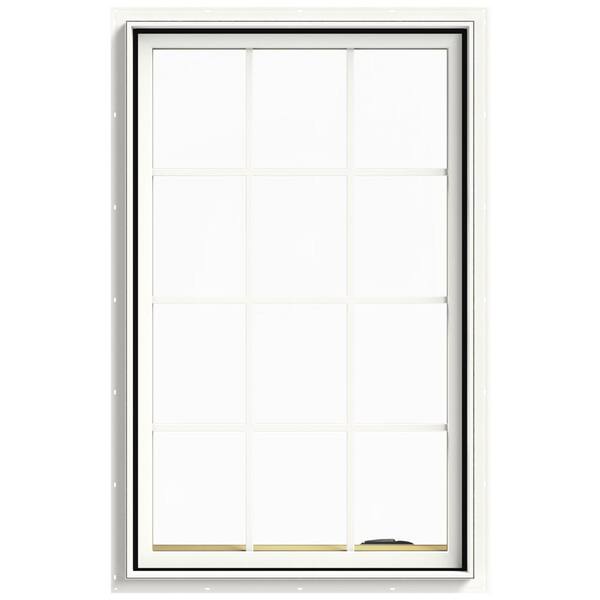 JELD-WEN 30 in. x 48 in. W-2500 Series White Painted Clad Wood Right-Handed Casement Window with Colonial Grids/Grilles
