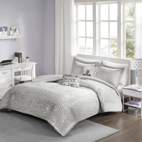 Intelligent Design Liv 5-Piece Grey/Silver Full/Queen Comforter Set