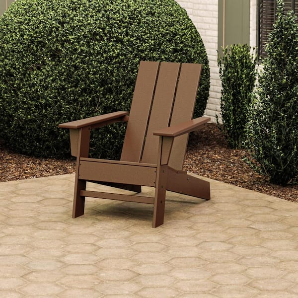 POLYWOOD Grant Park Mahogany HDPE Plastic Modern Adirondack Outdoor Chair