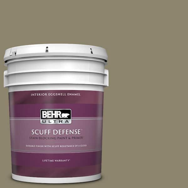 BEHR ULTRA 5 gal. #ECC-55-3 Olive Sprig Extra Durable Eggshell Enamel Interior Paint & Primer