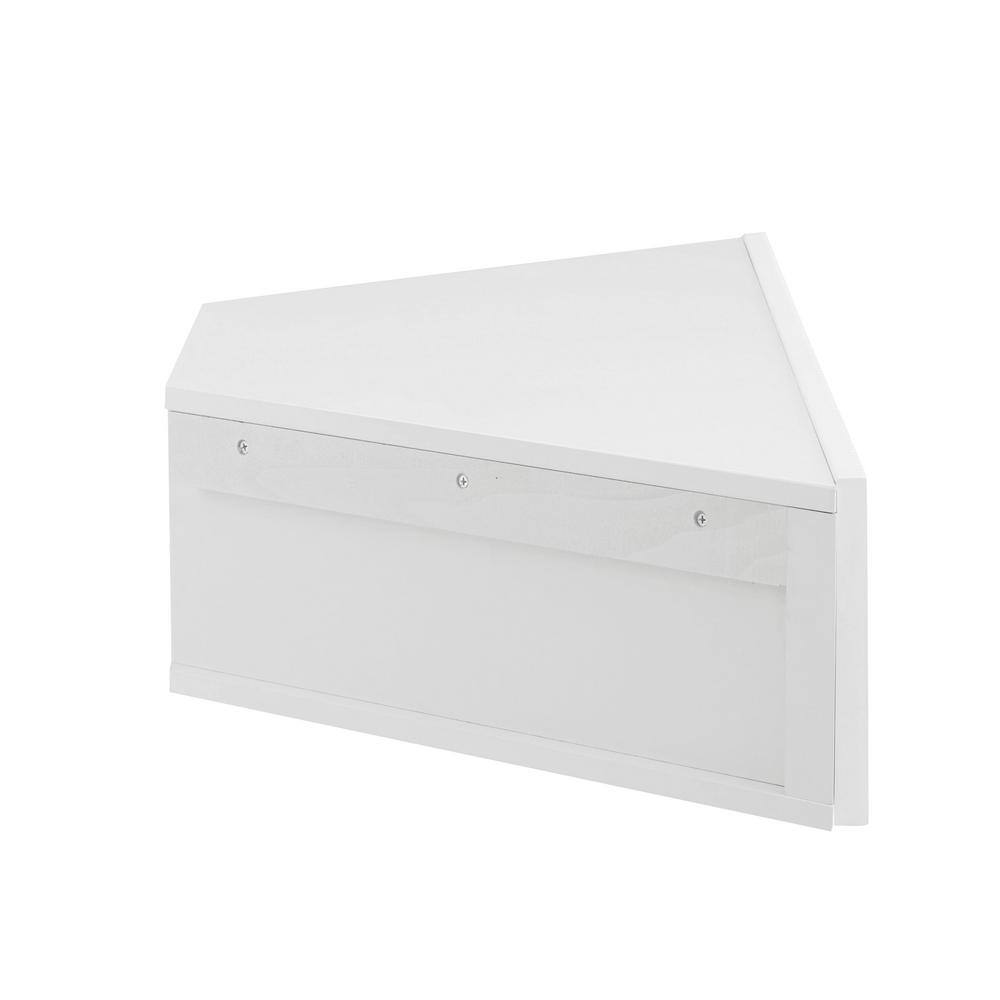 White 47-Inch Wood Corner Floating TV Console with Cabinet