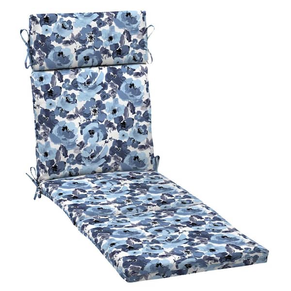ARDEN 21 in. x 72 in. Outdoor Chaise Lounge Cushion in Blue Garden Floral