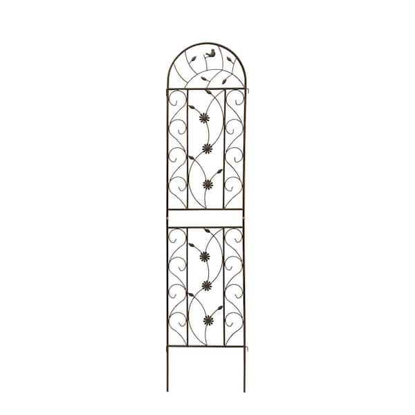 cenadinz 86.7 in. Brown Iron Garden Trellis Outdoor Climbing Plant/Flower Support (4-Pack) Lavish Design
