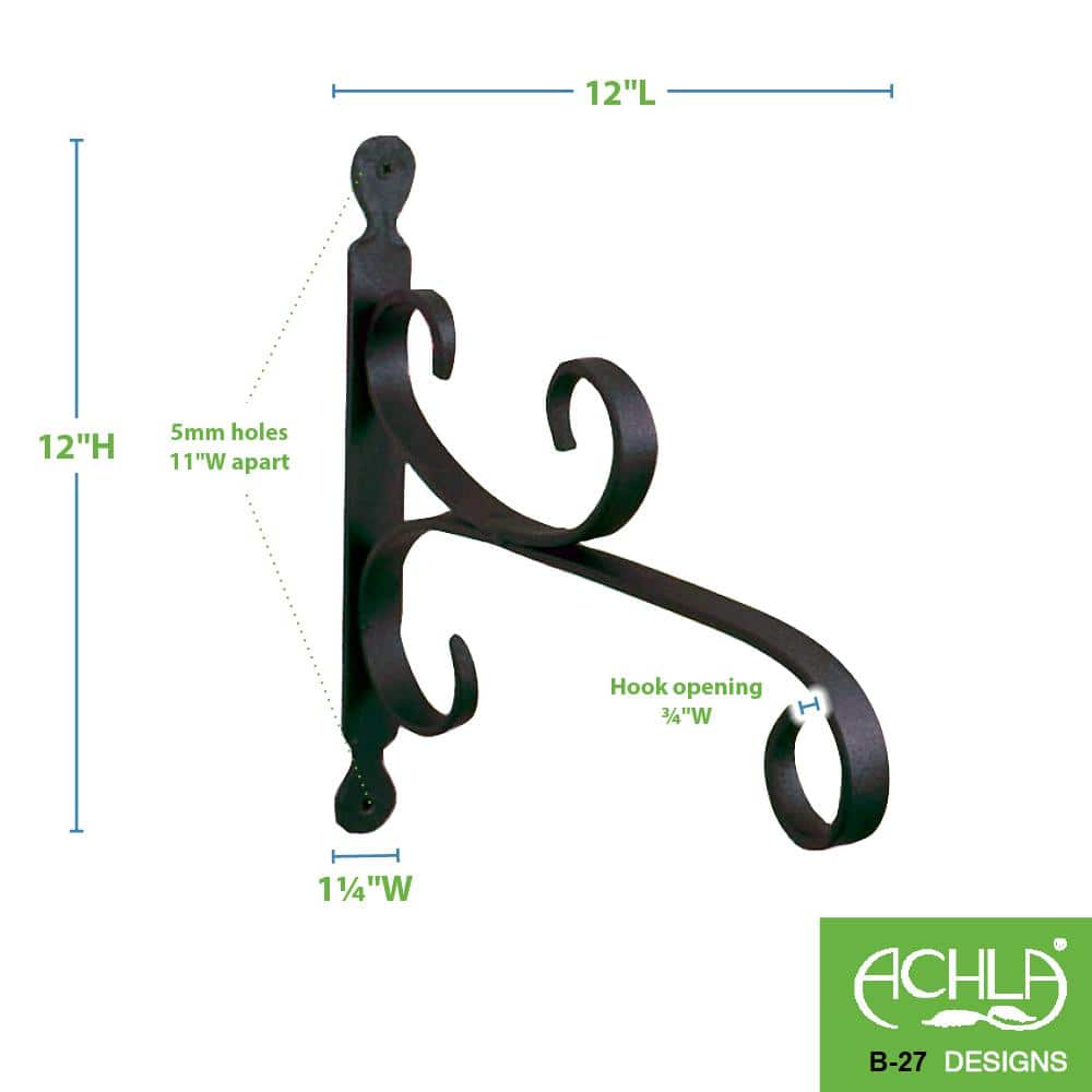 Black Wrought Iron All-Purpose Bracket, 13-inch