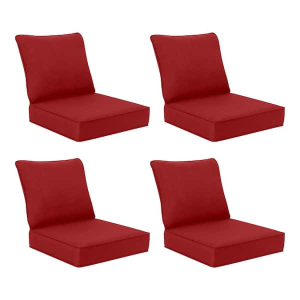Hampton Bay 24 in. x 24 in. Two Piece Deep Seating Outdoor Lounge Chair Cushion in Chili (4-Pack)