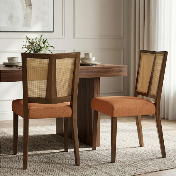 Harper & Bright Designs Caramel and Walnut Upholstered Fabric Seat