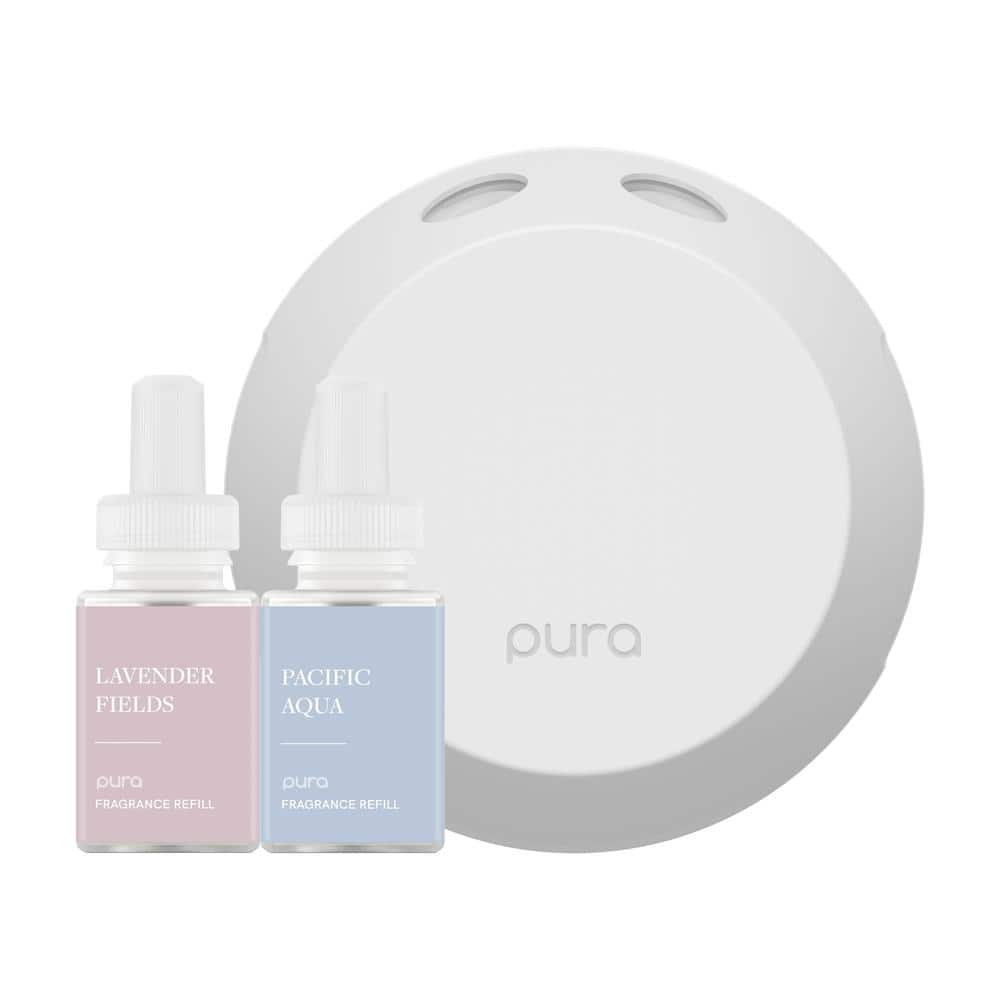 Pura Pacific Aqua & Lavender Fields Starter Kit: Smart Scent Diffuser with Refills