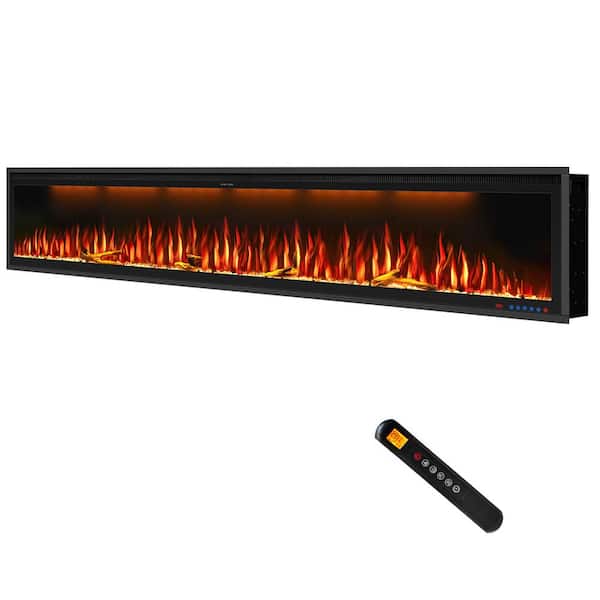 Prismaster ...keeps your home stylish 88 in. Smart Electric Fireplace Inserts Recessed and Wall Mounted Fireplace with Remote in Black