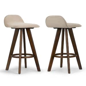 Asta 25.98 in. Dark Brown Rubberwood Bar Stool with Low Back Seat Height (Set of 2)